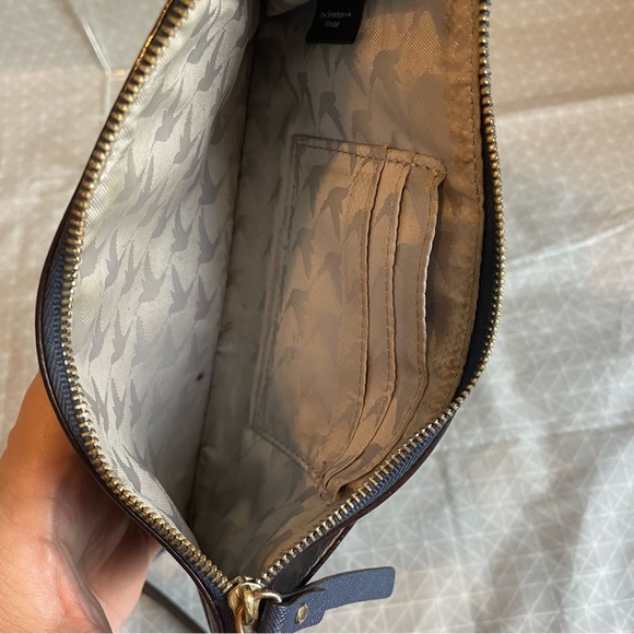 Lo & Sons Phone Wristlet Pouch in Navy Saffiano/Gold/Gray - Picture 5 of 8